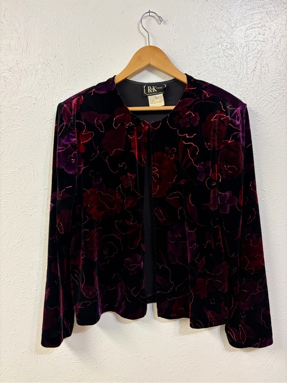 Vintage R&K Evening Women's Purple Floral Velvet Jacket